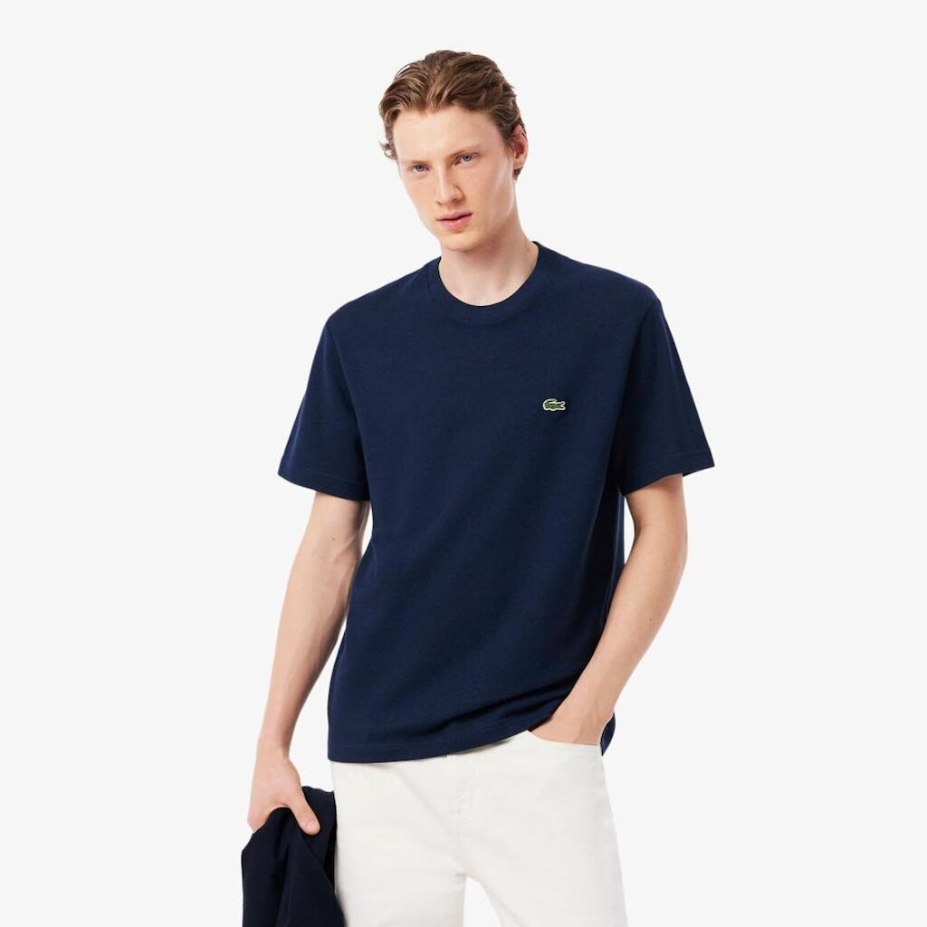 Camiseta Lacoste De Piqué Pesado Em Algodão E Linho Masculina