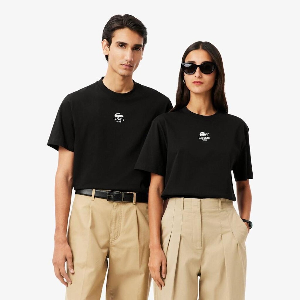 Camiseta Lacoste em Algodão com Estampa Assinada