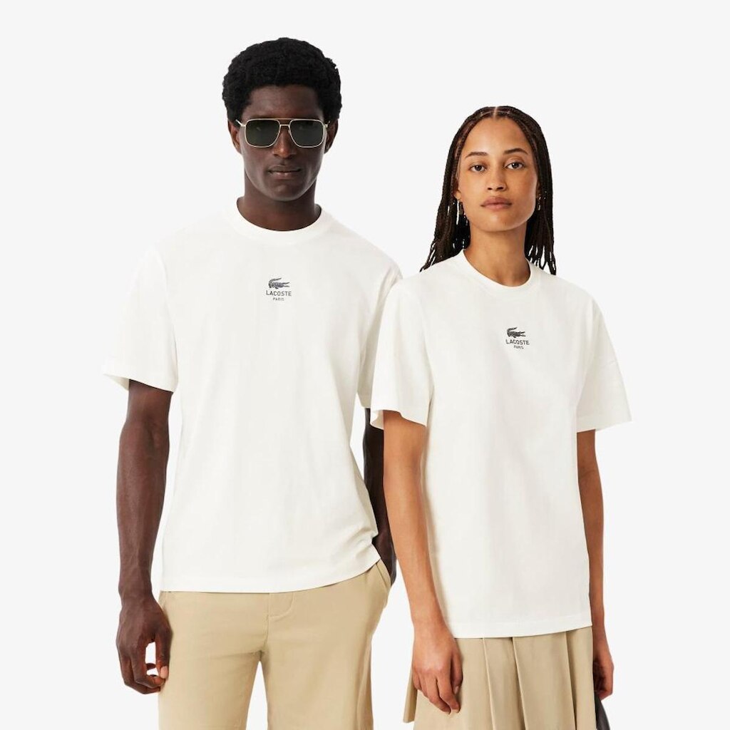 Camiseta Lacoste em Algodão com Estampa Assinada