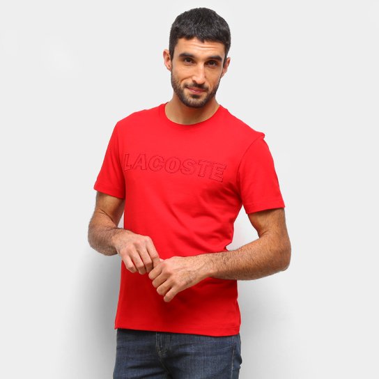 Camiseta Lacoste Estampada Logo Masculina - Vermelho Menor preço em Camiseta Lacoste Estampada Logo Masculina - Vermelho