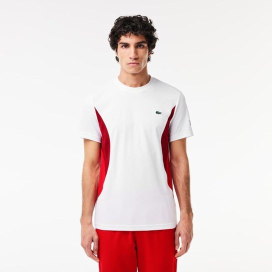 Camiseta Lacoste Lacoste masculina Tennis x Novak Djokovic - Branco Menor preço em Camiseta Lacoste Lacoste masculina Tennis x Novak Djokovic - Branco