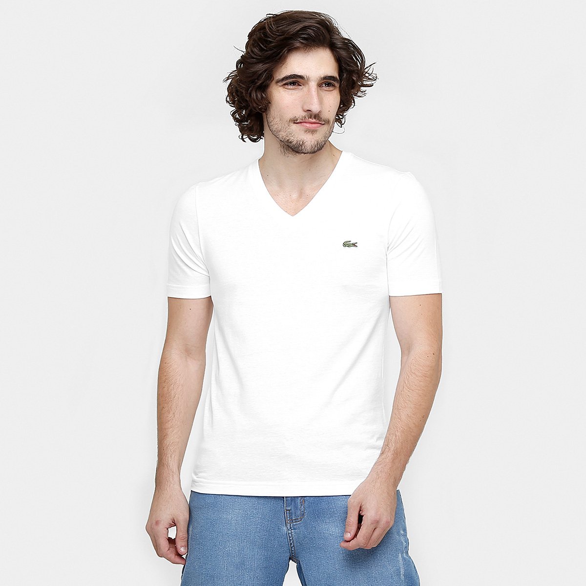 camiseta branca lisa gola v