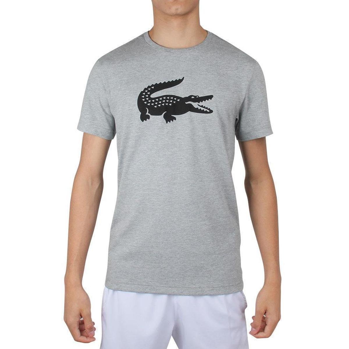 Camiseta Lacoste Tennis Training TH3377 Mescla de Cinza e Preto