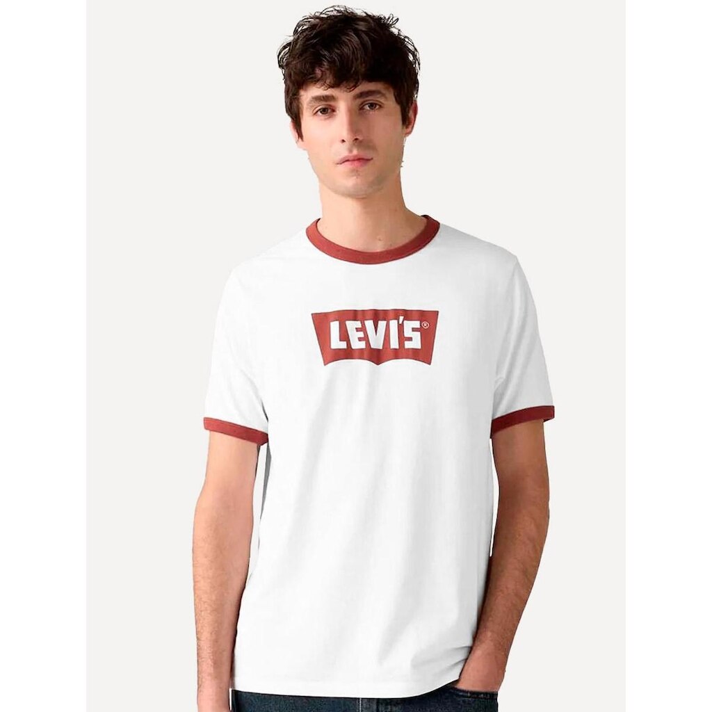 Camiseta Levis Masculina Standard Ringer Vermelho/Branco