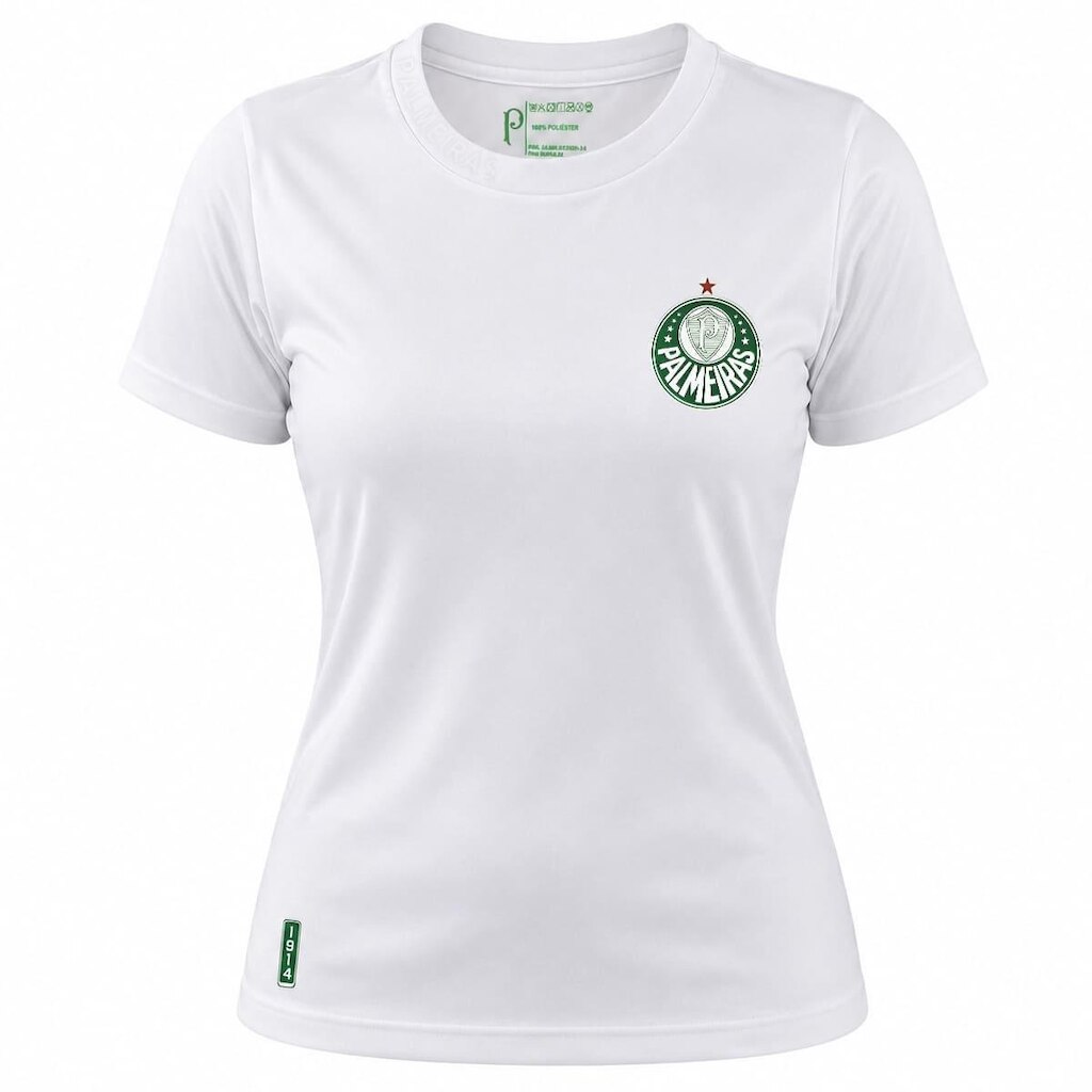 Camiseta Licenciada Palmeiras 1914 Feminina Branca