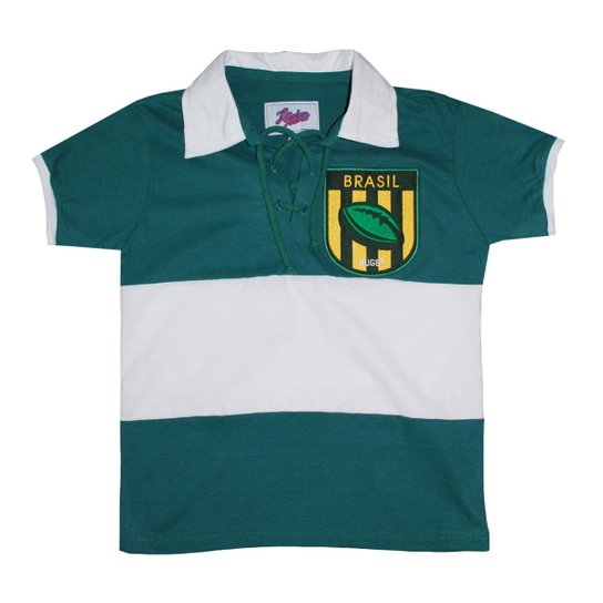 Camiseta Liga Retrô Brasil Rugby Infantil - Verde Menor preço em Camiseta Liga Retrô Brasil Rugby Infantil - Verde