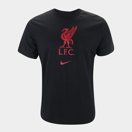 Camiseta Liverpool Nike Evergreen Crest Masculina - Preto+Vermelho Menor preço em Camiseta Liverpool Nike Evergreen Crest Masculina - Preto+Vermelho