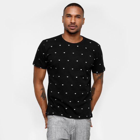 Camiseta Local Mini Print Diamantes - Preto