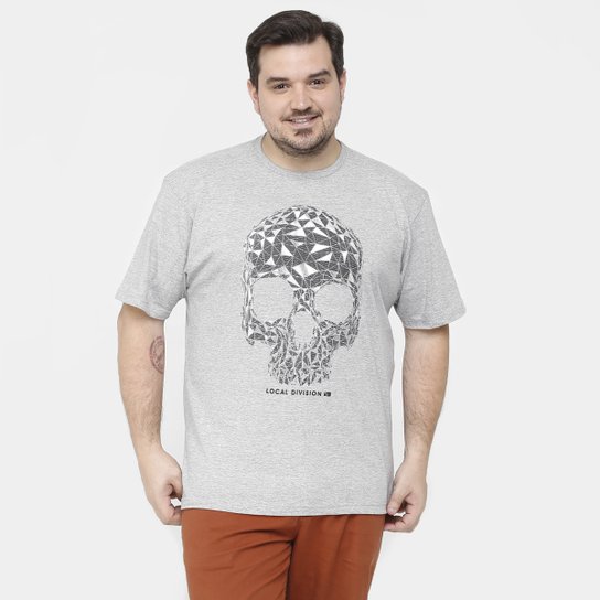 Camiseta Local Skull Metalizada Plus Size - Mescla