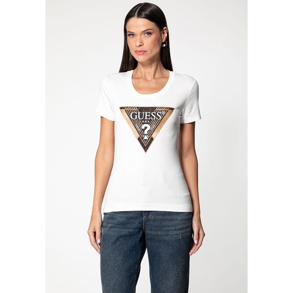 Camiseta Logo Animal Print Hot Fix Creme