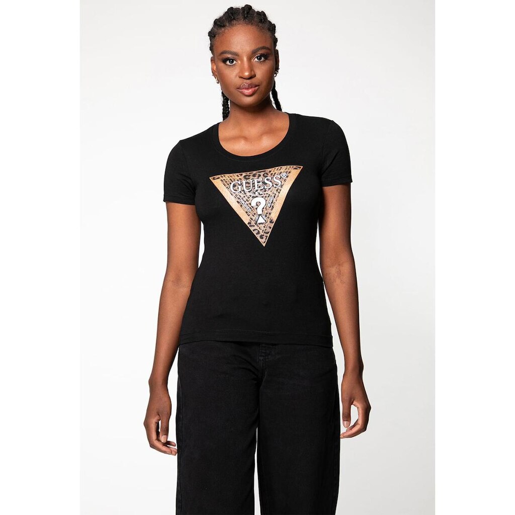 Camiseta Logo Animal Print Hot Fix Preto