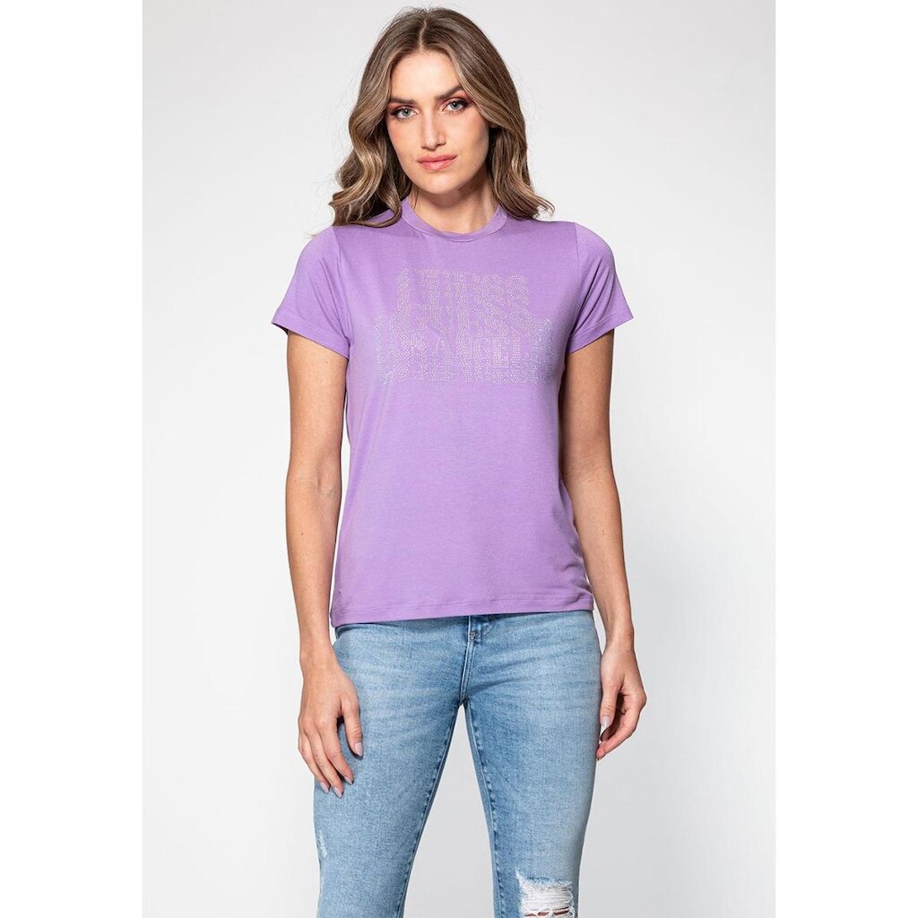 Camiseta Logo Cascata Hotfix Guess Lilás