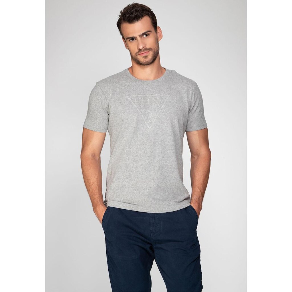 Camiseta Logo Fusionado Guess Cinza