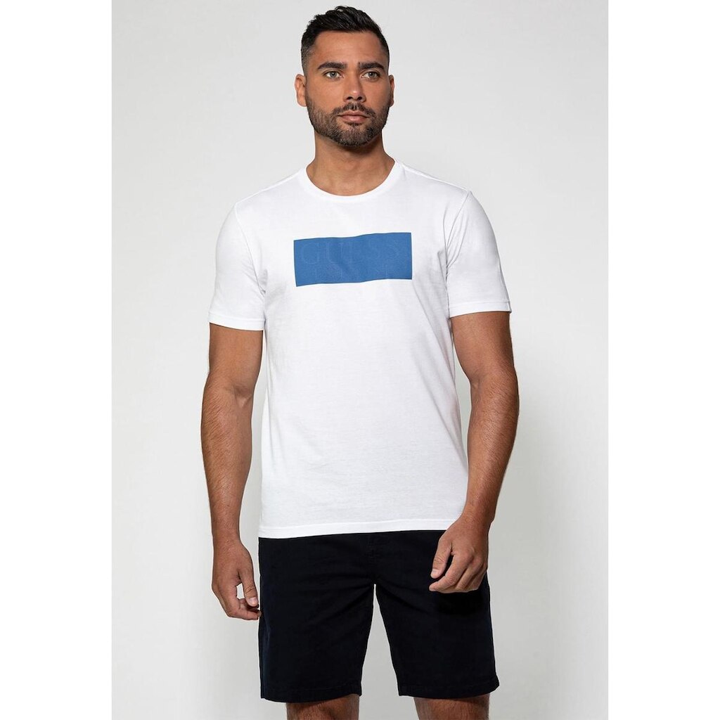 Camiseta Logo Gd Emborrachado Guess Branco