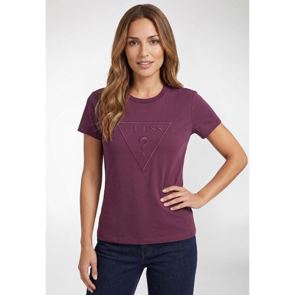 Camiseta Logo Guess Bordado Bordô