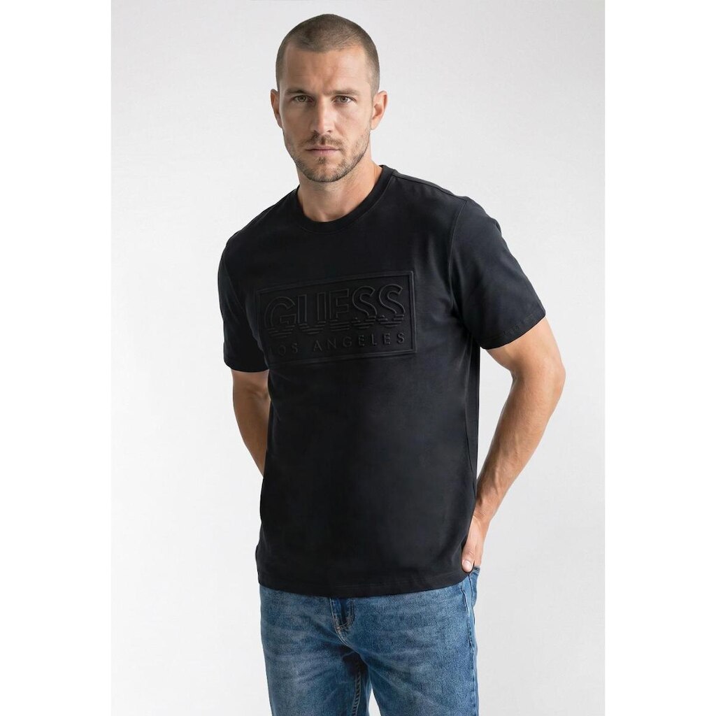 Camiseta Logo Guess Embossed Preto