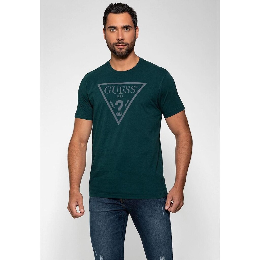 Camiseta Logo Triangulo Relevo Guess Verde Escuro