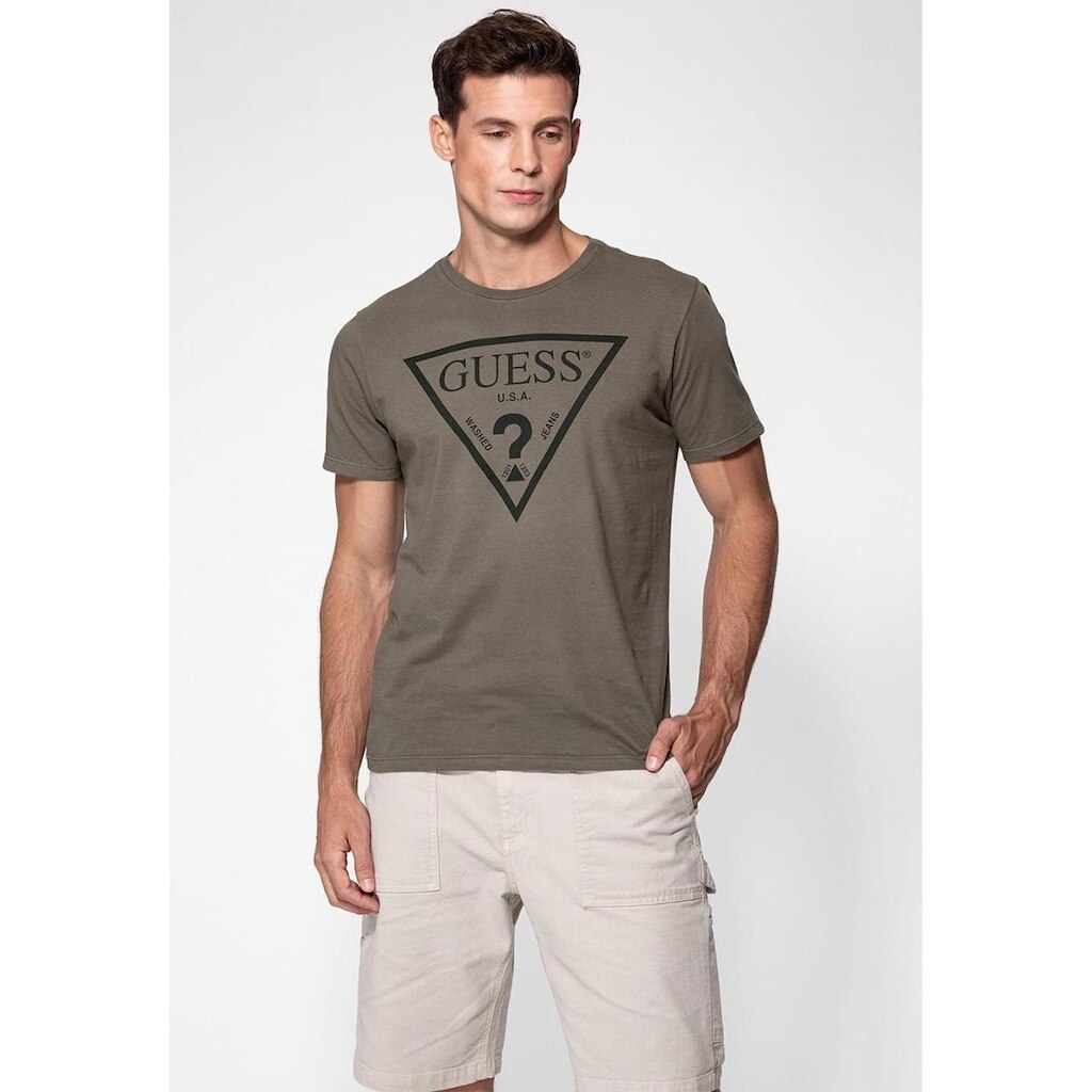Camiseta Logo Triangulo Relevo Guess Verde Oliva