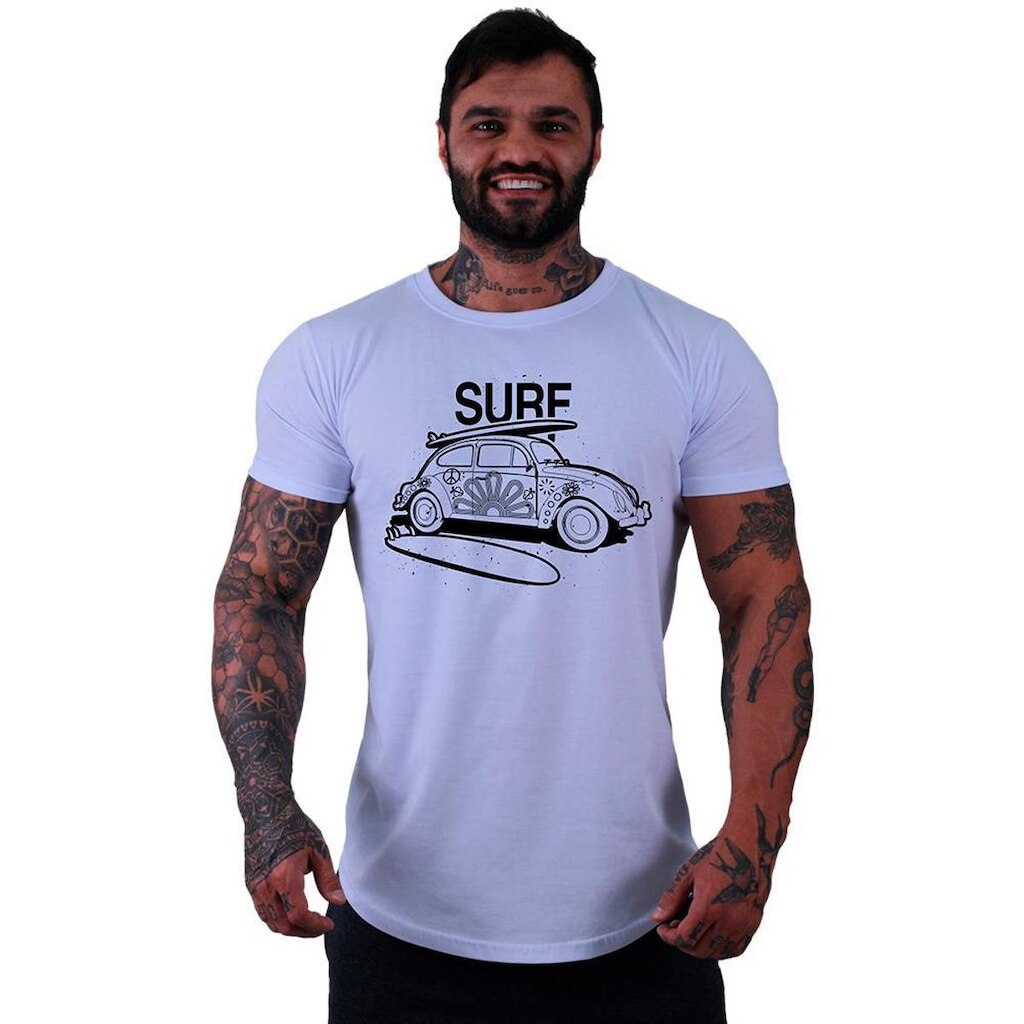 Camiseta Longline Manga Curta Alto Conceito Surf California Estampas