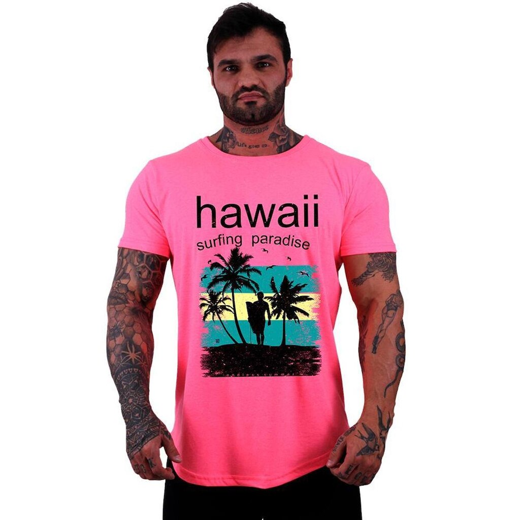Camiseta Longline Manga Curta Alto Conceito Surf California Estampas