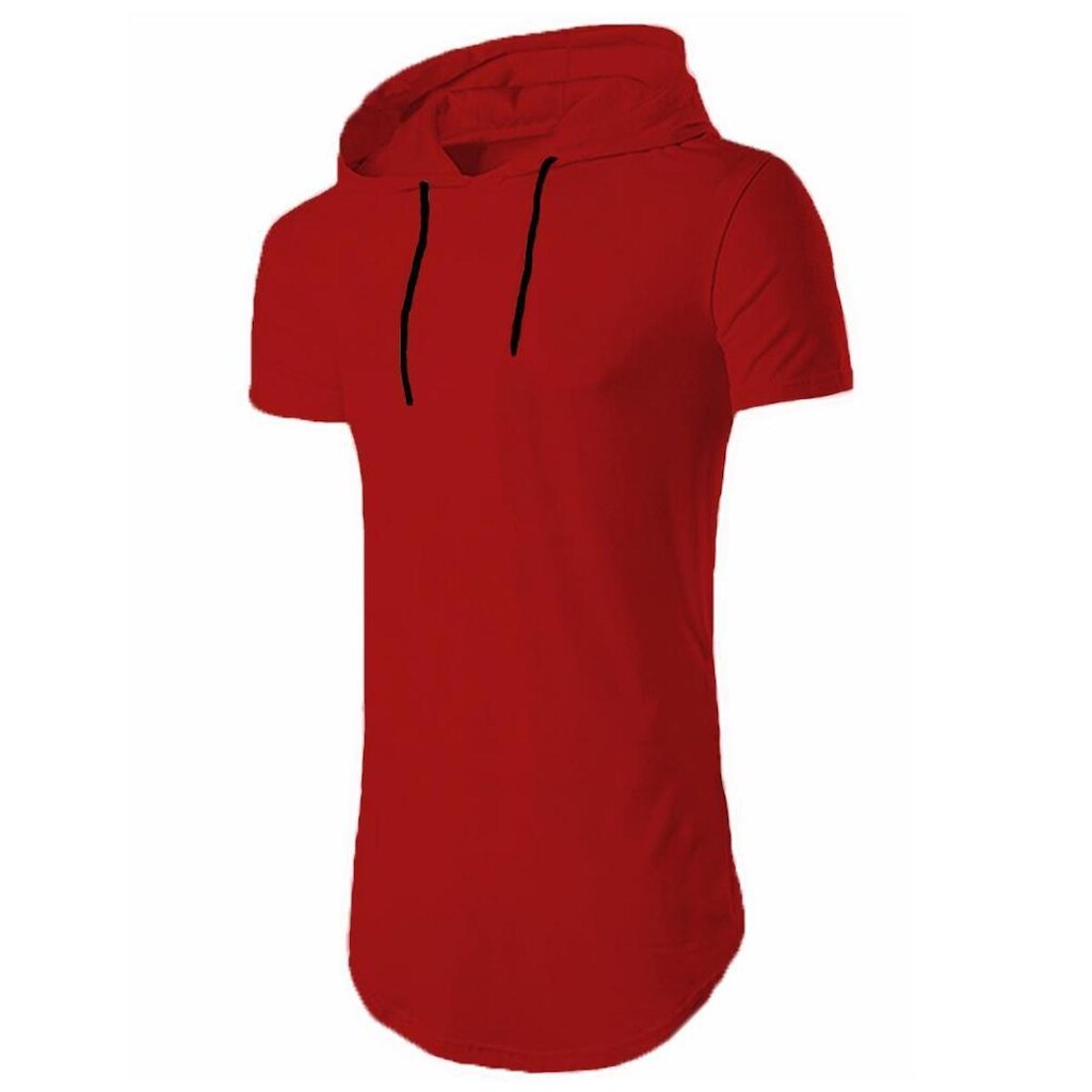 Camiseta Longline Manga Curta com Capuz Oversized C14-VERMELHO-G