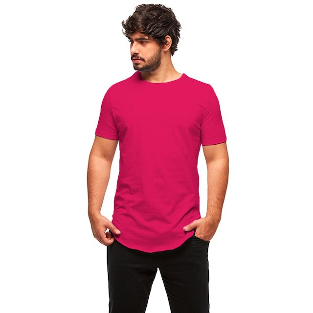 Camiseta Longline Manga Curta Oversized-ROSA PINK-GG - Rosa é boa?