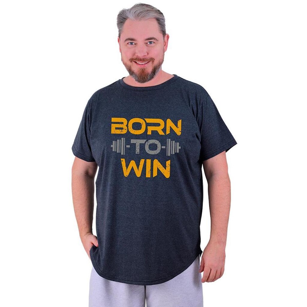 Camiseta Longline Masculina MXD Conceito PLUS SIZE Born To Win