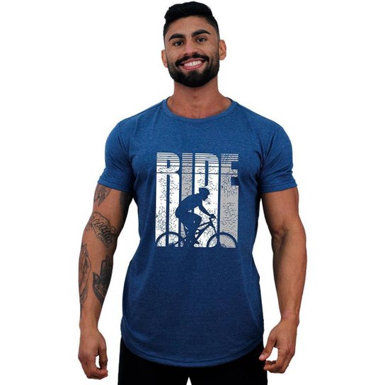 Camiseta Longline Masculina MXD Conceito T-shirt Casual MTB Mountain Bike Ciclismo Ride - Azul Menor preço em Camiseta Longline Masculina MXD Conceito T-shirt Casual MTB Mountain Bike Ciclismo Ride - Azul