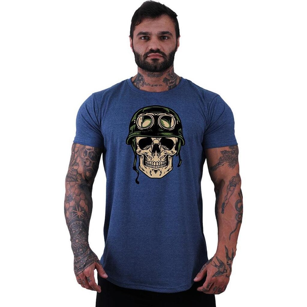 Camiseta Longline MXD  Caveira Militar Masculina