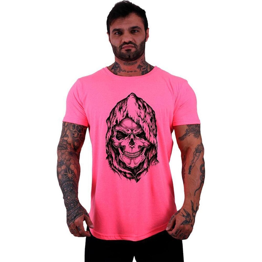 Camiseta Longline MXD Conceito Caveira Com Capuz Masculina
