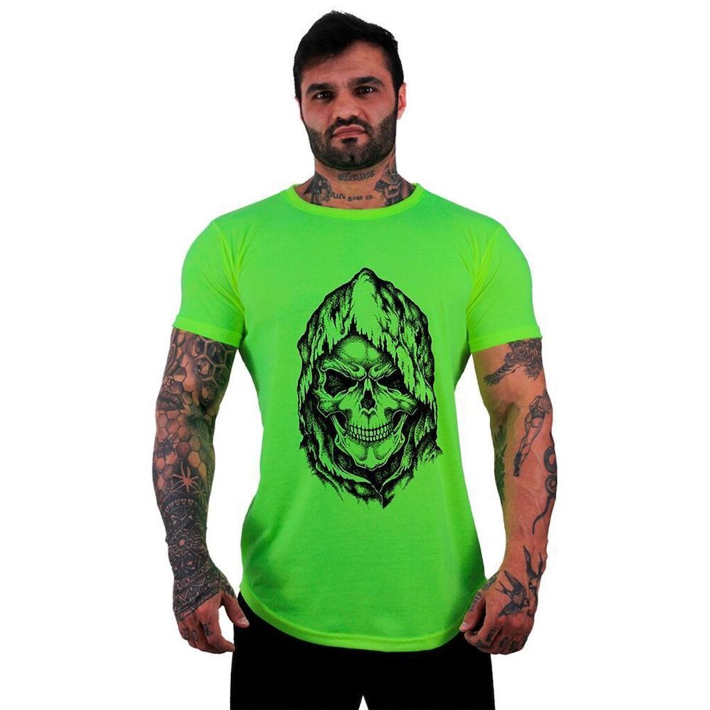 Camiseta Longline MXD Conceito Caveira Com Capuz Masculina