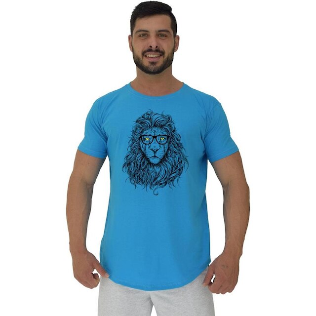 Camiseta Longline MXD Conceito Lion Masculina - Azul é boa?