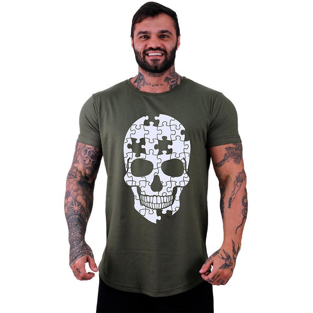 Camiseta Longline MXD Conceito Skull X-Ray Masculina