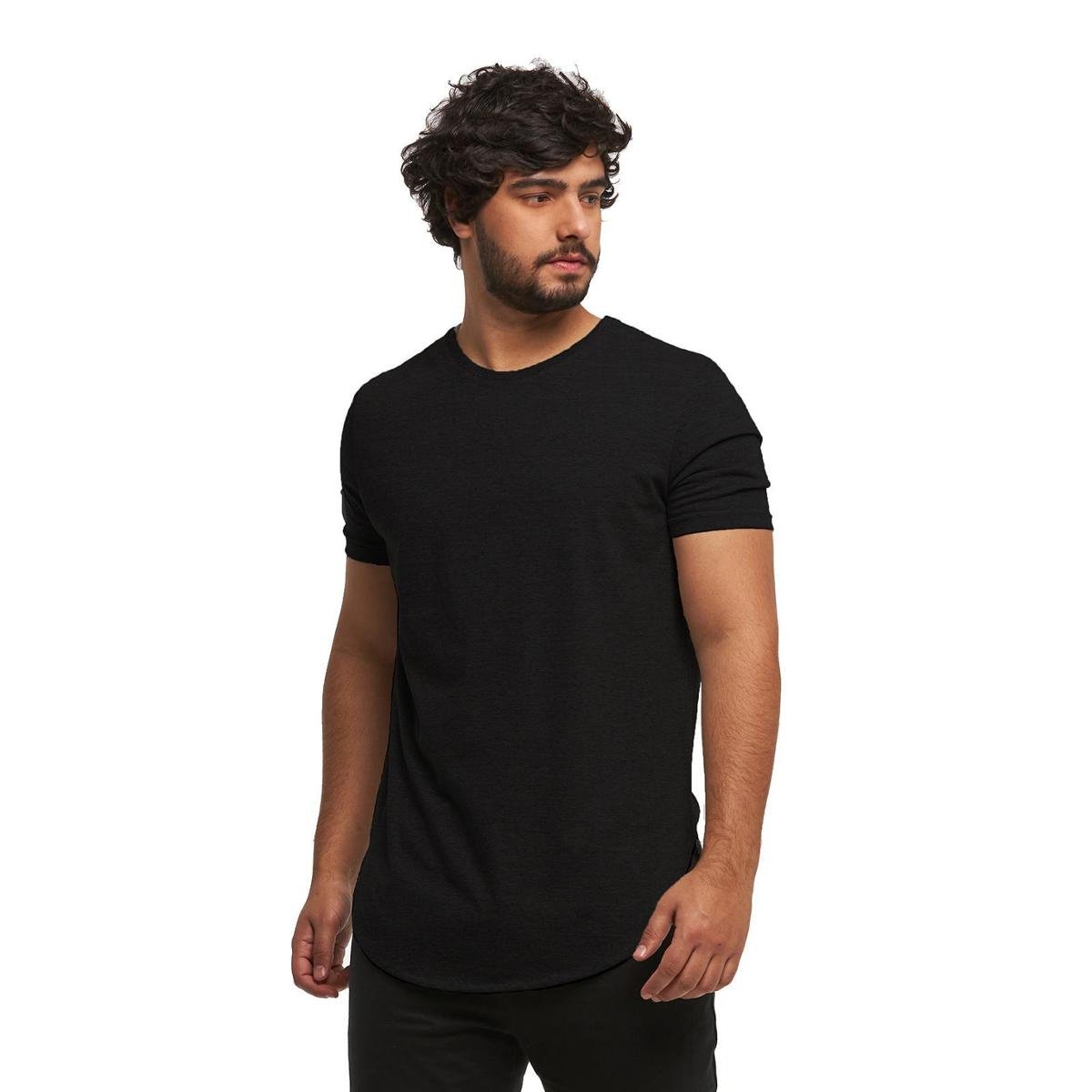 Camiseta Longline Plus Size Masculina Manga Curta C1