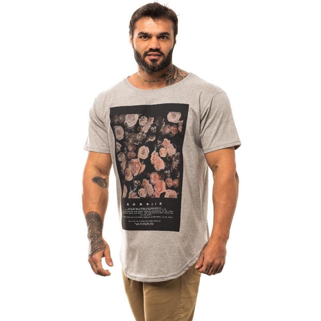 Camiseta Longline Premium Masculina MXD Conceito Dark Flowers