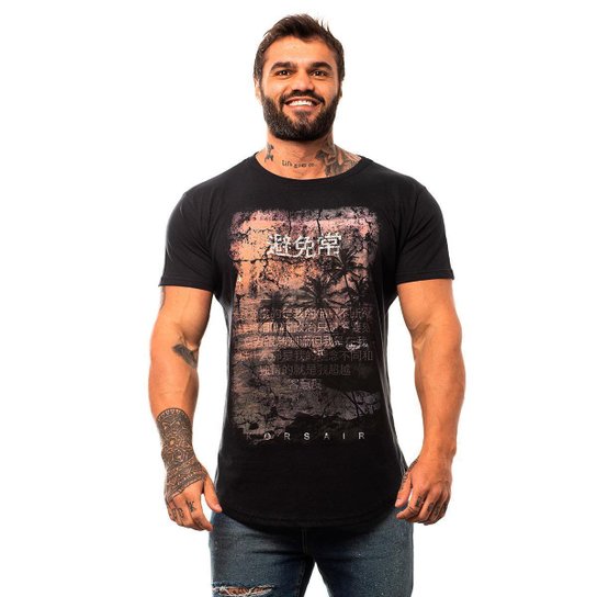 Camiseta Longline Premium Masculina MXD Conceito Tokyo Beach - Preto Menor preço em Camiseta Longline Premium Masculina MXD Conceito Tokyo Beach - Preto