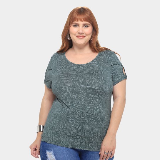 Camiseta Maelle Plus Size feminino 15405 - Verde escuro Menor preço em Camiseta Maelle Plus Size feminino 15405 - Verde escuro