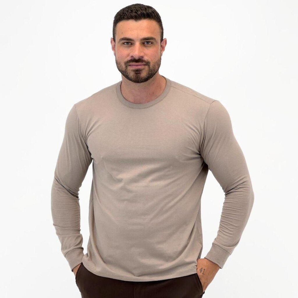 Camiseta Malwee Básica Manga Longa Gola Redonda Masculina