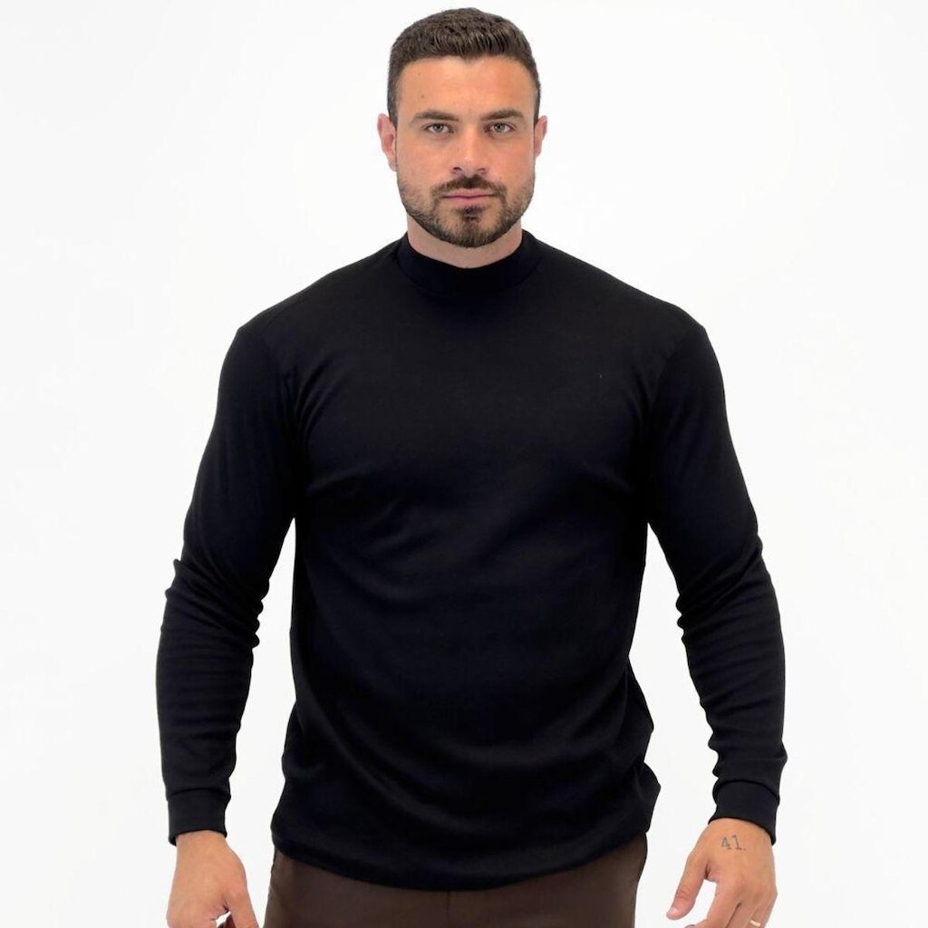 Camiseta Malwee Canelada Manga Longa Gola Alta Masculina