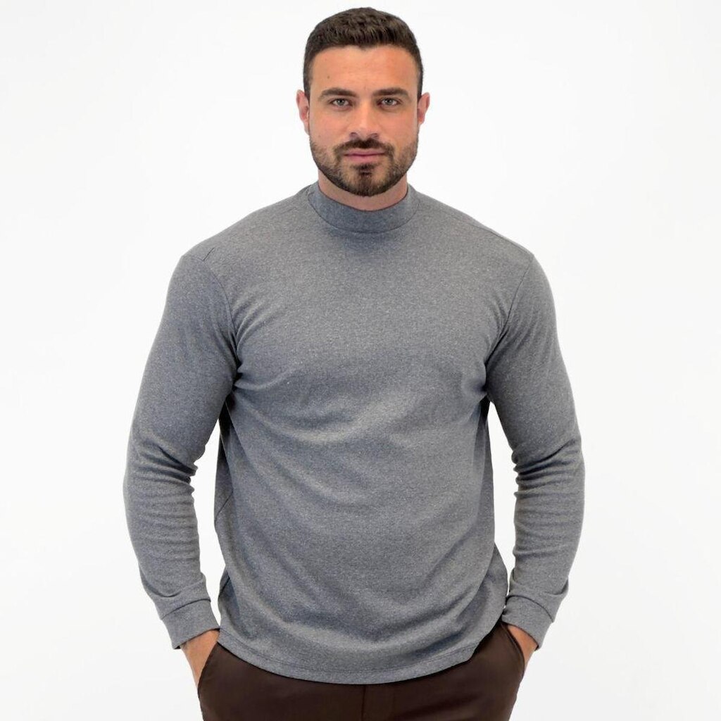 Camiseta Malwee Canelada Manga Longa Gola Alta Masculina