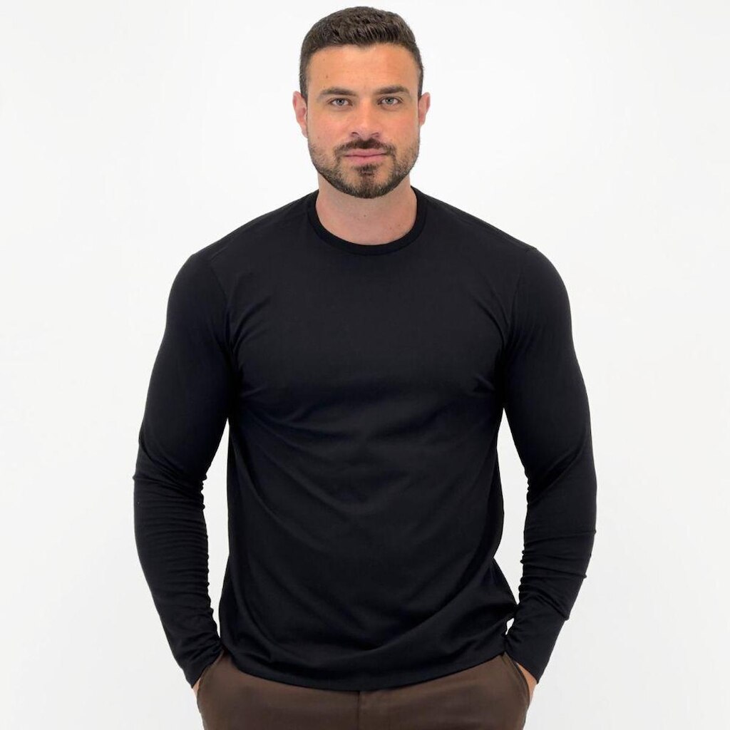Camiseta Malwee Slim Manga Longa Gola Redonda Masculina