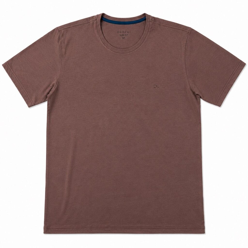 Camiseta Manga Curta Básica Plus Size Ogochi Masculina 006000012 Marrom
