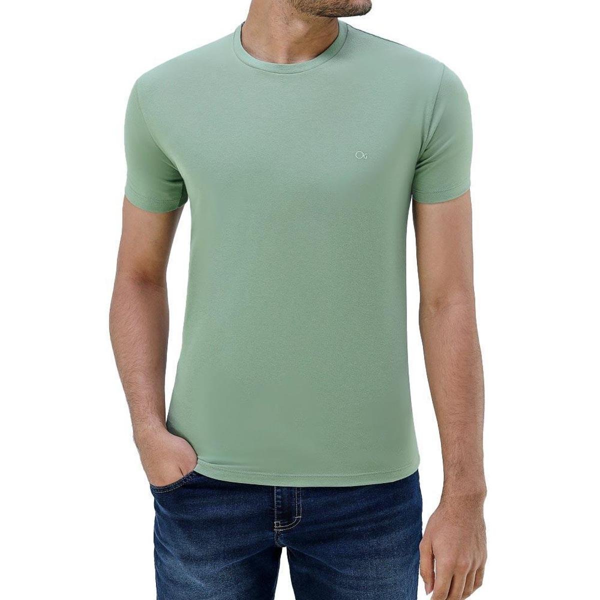 Camiseta Manga Curta Básica Slim Ogochi Masculina 006490001 Verde Menor preço em Camiseta Manga Curta Básica Slim Ogochi Masculina 006490001 Verde