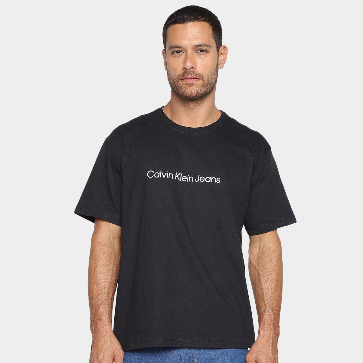 Camiseta Manga Curta Calvin Klein Embossed Masculina Menor preço em Camiseta Manga Curta Calvin Klein Embossed Masculina