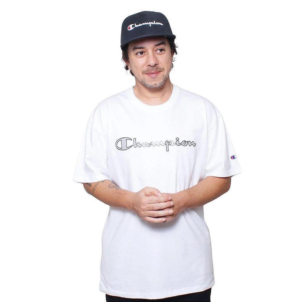 Camiseta Manga Curta Champion Lev Mc Script Metal Branco