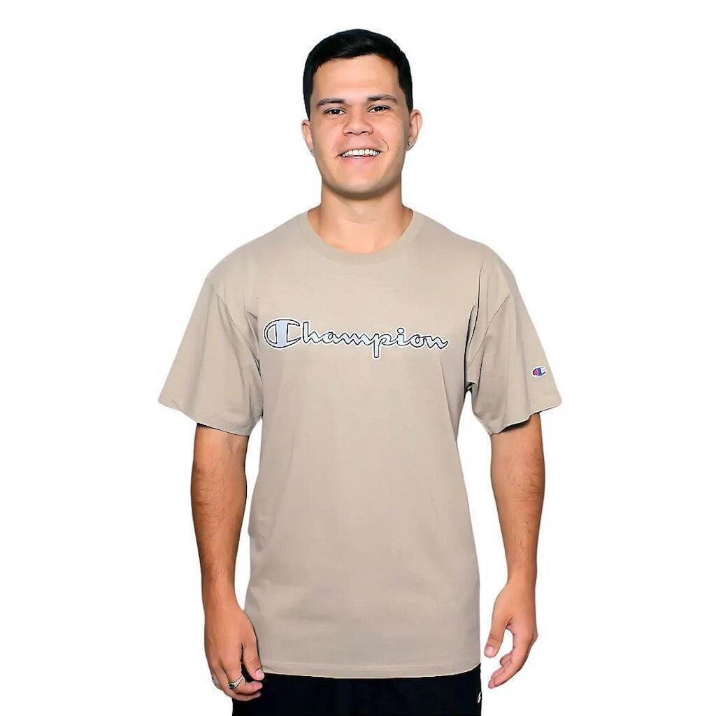 Camiseta Manga Curta Champion Lev Mc Script Metal Branco