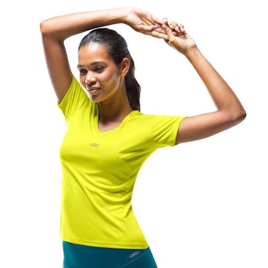 Camiseta Manga Curta Essential Olympikus Feminina - Amarelo Menor preço em Camiseta Manga Curta Essential Olympikus Feminina - Amarelo