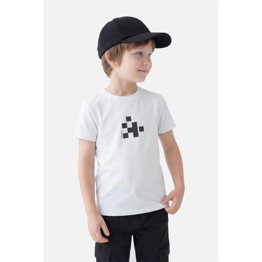 Camiseta Manga Curta Infantil Aramis Pixel Branco