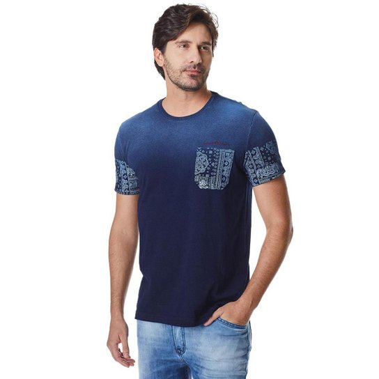 Camiseta Manga Curta Masculina Convicto Índigo P - Azul - Azul Menor preço em Camiseta Manga Curta Masculina Convicto Índigo P - Azul - Azul