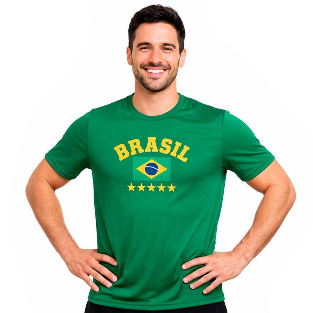 Camiseta Manga Curta Masculina Estampa Brasil